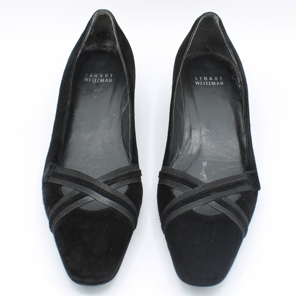 Stuart Weitzman Black Criss Cross Low Heels 7 N - Picture 7 of 8